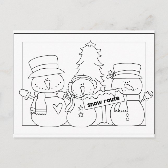 Merry Christmas colour me card (snowmen) (Front)