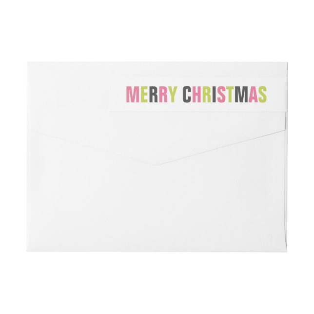 "Merry Christmas" Colourful Bold Letters Holiday  Wrap Around Label (Back)
