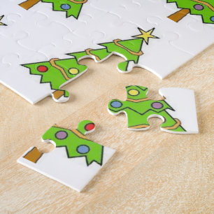 Merry Christmas Colourful Bright Green Tree  Jigsaw Puzzle
