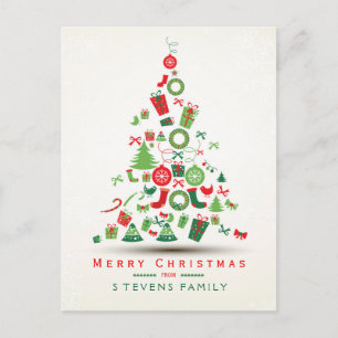 Merry Christmas Colourful Christmas Tree Holiday Postcard