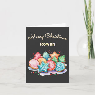 Merry Christmas Colourful Cookies Personalised Holiday Card