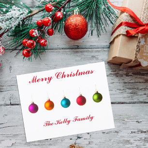 Merry Christmas colourful decoration with text Holiday Postcard