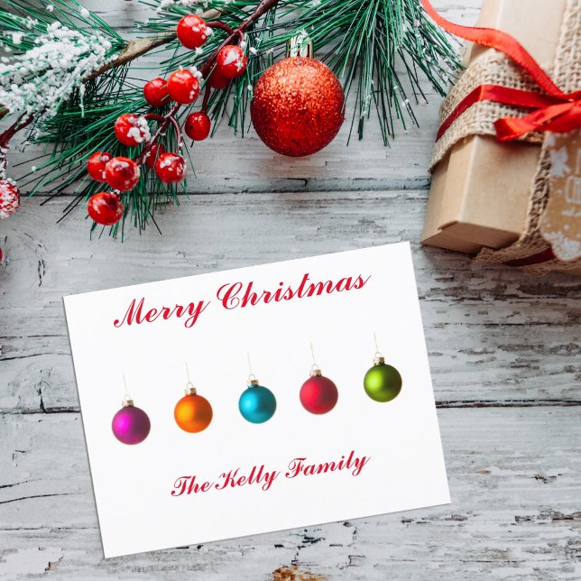Merry Christmas colourful decoration with text Holiday Postcard (Creator Uploaded)