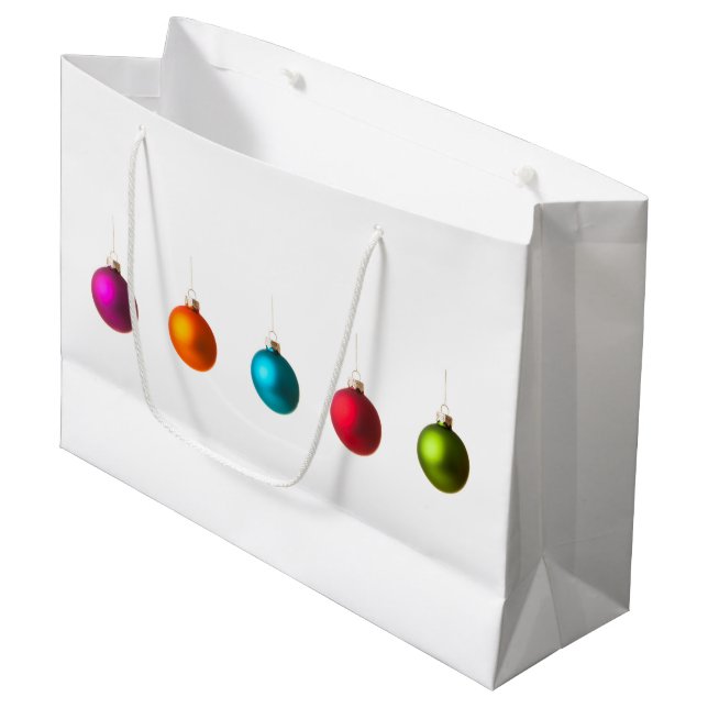 Merry Christmas colourful decoration with text Large Gift Bag (Front Angled)