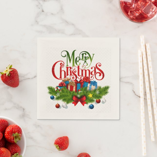 Merry Christmas, Colourful design, Napkin (Insitu)