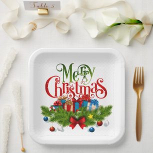 Merry Christmas, Colourful design, Paper Plate