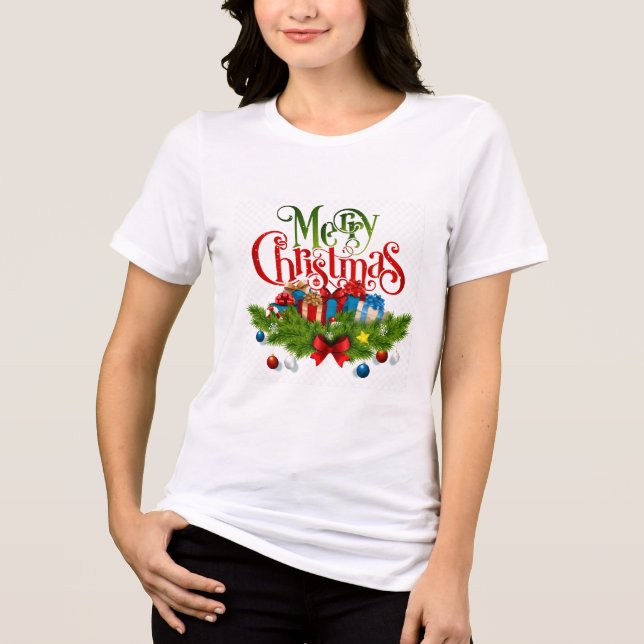 Merry Christmas, Colourful design, Tri-Blend Shirt (Front)