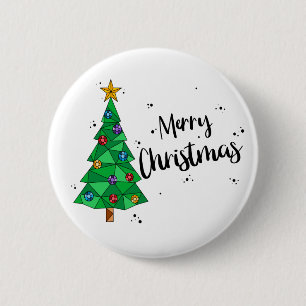 Merry Christmas Colourful Geometric Christmas Tree 6 Cm Round Badge