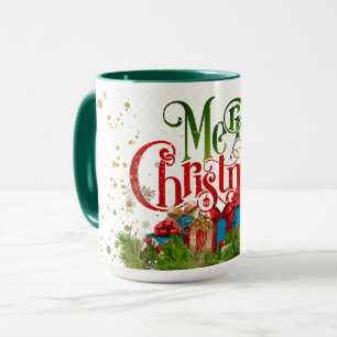 Merry Christmas, colourful holiday greetings, Mug