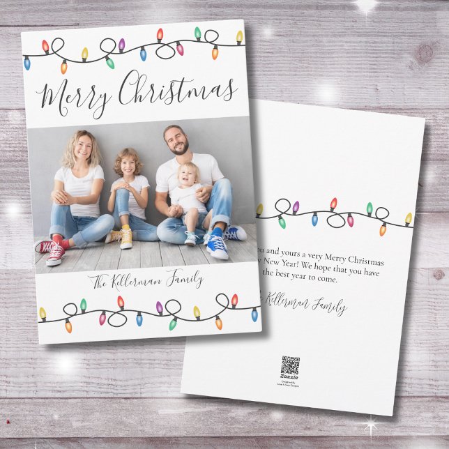 Merry Christmas Colourful Holiday Lights Photo Car Card (Merry Christmas Festive Holiday Lights Photo Card)