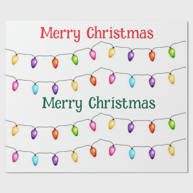 Merry Christmas Colourful Lights Wrapping Paper (Flat)