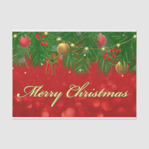 Merry Christmas Colourful Red and Gold Ornaments Tissue Paper