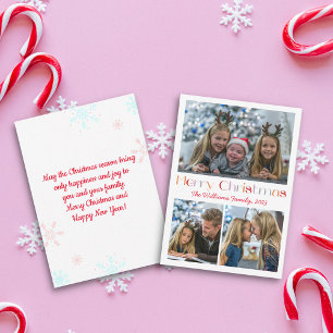 merry christmas colourful retro 3 photos collage card