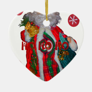 Merry Christmas Colourful Santa Claus Art Print  Ceramic Tree Decoration