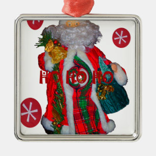 Merry Christmas Colourful Santa Claus Art Print  Metal Tree Decoration