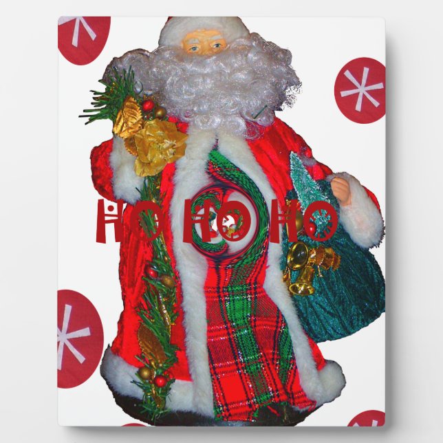 Merry Christmas Colourful Santa Claus Art Print  Plaque (Front)