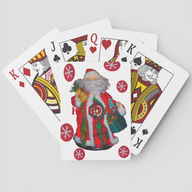 Merry Christmas Colourful Santa Claus Art Print  Playing Cards (Back)
