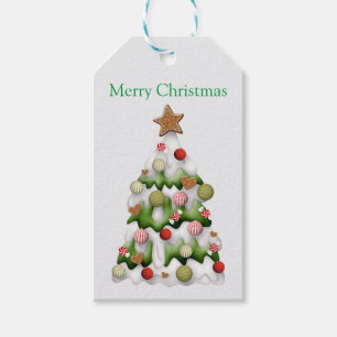 Merry Christmas colourful snow Christmas tree Gift Tags