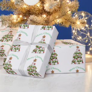 Merry Christmas colourful snow Christmas tree Wrapping Paper
