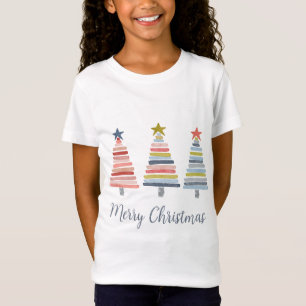 Merry Christmas Colourful Stacked Trees T-Shirt