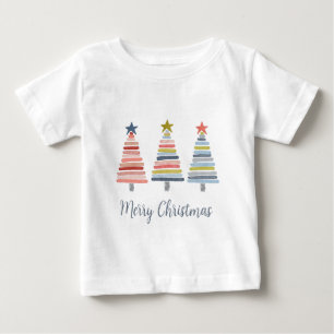 Merry Christmas Colourful Stacked Trees T-Shirt