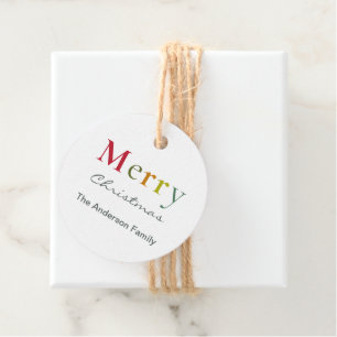 Merry Christmas colourful text family Favour Tags