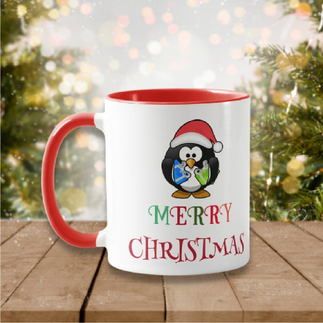 merry christmas  colourful typography santa pengui mug (Creator Uploaded)