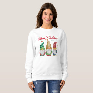 Merry Christmas Colourful Watercolor Holiday Gnome Sweatshirt