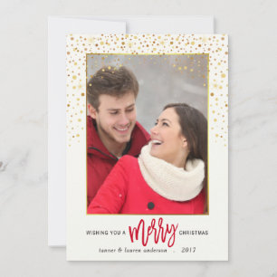 Merry Christmas Confetti Holiday Photo Flat Card