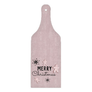 Merry Christmas Cookie Gingerbread Pink Cutting Board