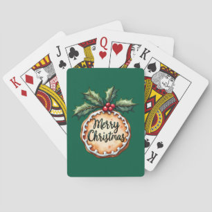 Merry Christmas Cookie with Holly Berries Playing Cards