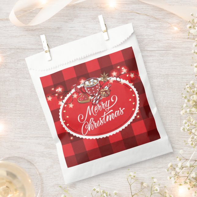 Merry Christmas Cookies and Cocoa Christmas Party Favour Bags (Clipped)
