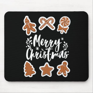 Merry Christmas Cookies Gingerbread Man Tree Bakin Mouse Pad
