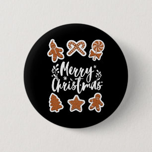 Merry Christmas Cookies Gingerbread Man Tree King 6 Cm Round Badge