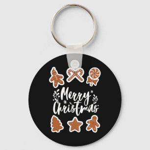 Merry Christmas Cookies Gingerbread Man Tree King  Key Ring