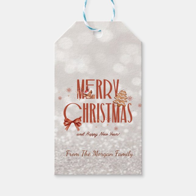 Merry Christmas Cookies Reindeer Gift Tags (Front)