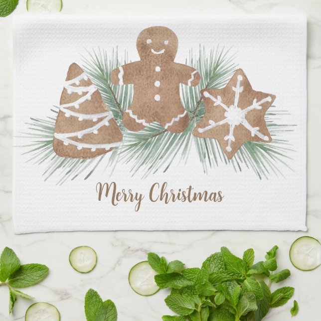 Merry Christmas Cookies Tea Towel (Folded)