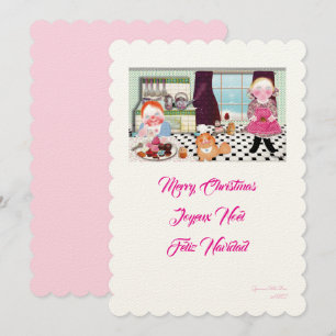Merry Christmas cooking with friends illustration Invitation