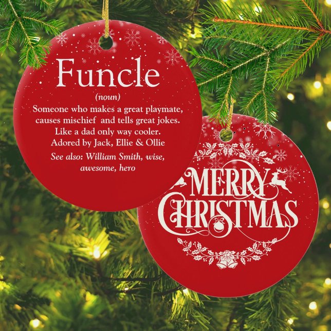 Merry Christmas Cool Funcle Uncle Definition Ceramic Tree Decoration (Merry Christmas Cool Funcle Uncle Definition Ceramic Ornament)
