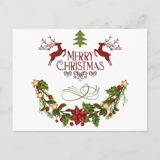 Merry Christmas Cool Trendy Vintage Design Postcard (Front)