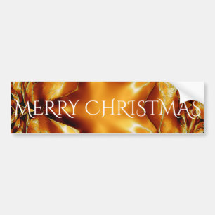 Merry Christmas Copper Gold Shiny Star Bumper Sticker