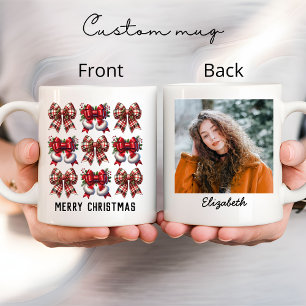 Merry christmas coquette bow mug, Custom name mug