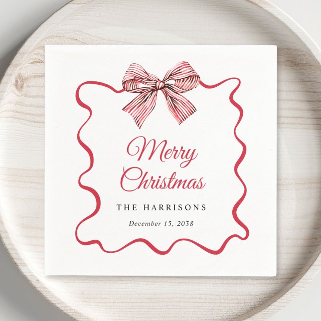 Merry Christmas Coquette Bow Napkin (Merry Christmas Coquette Bow Napkins
)