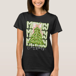 Merry Christmas Coquette Bow Tree Xmas Holiday Gir T-Shirt