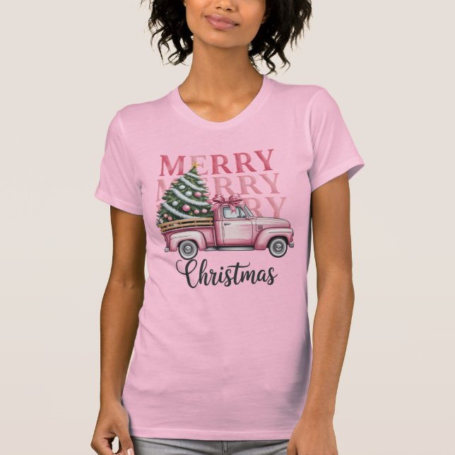 Merry Christmas Coquette Bow Xmas Holiday Season T-Shirt (Front)
