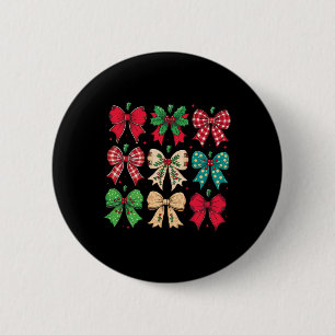 Merry Christmas Coquette Bow Xmas Pyjamas Family M 6 Cm Round Badge