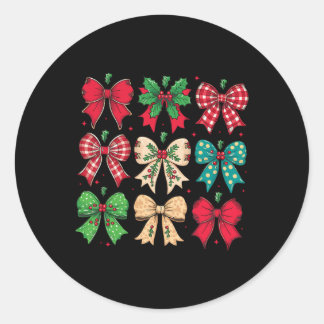 Merry Christmas Coquette Bow Xmas Pyjamas Family M Classic Round Sticker