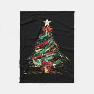 Merry Christmas Coquette Bow Xmas Tree Family Paja Fleece Blanket