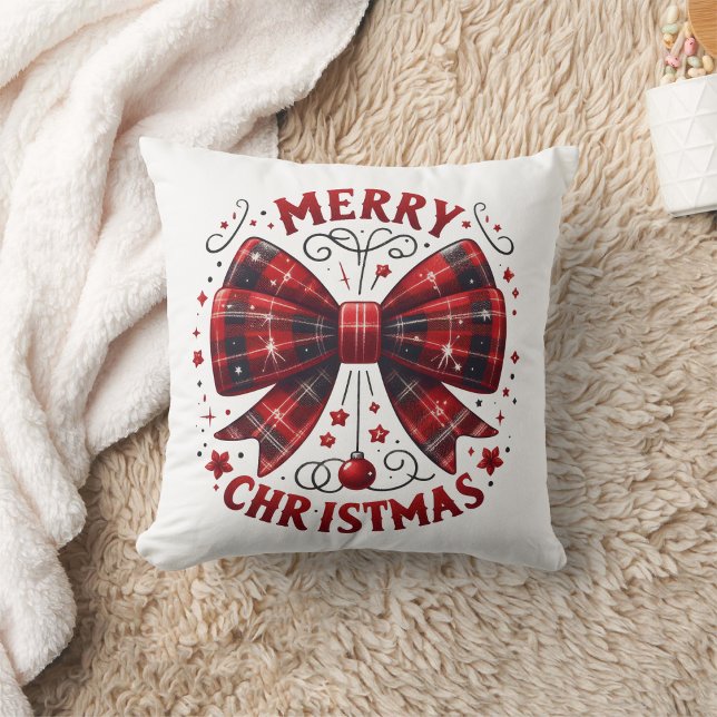 merry christmas Coquette red plaid Cushion (Creator Uploaded)