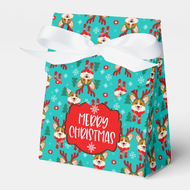 Merry Christmas Corgi Dog Favour Box (Front Side)